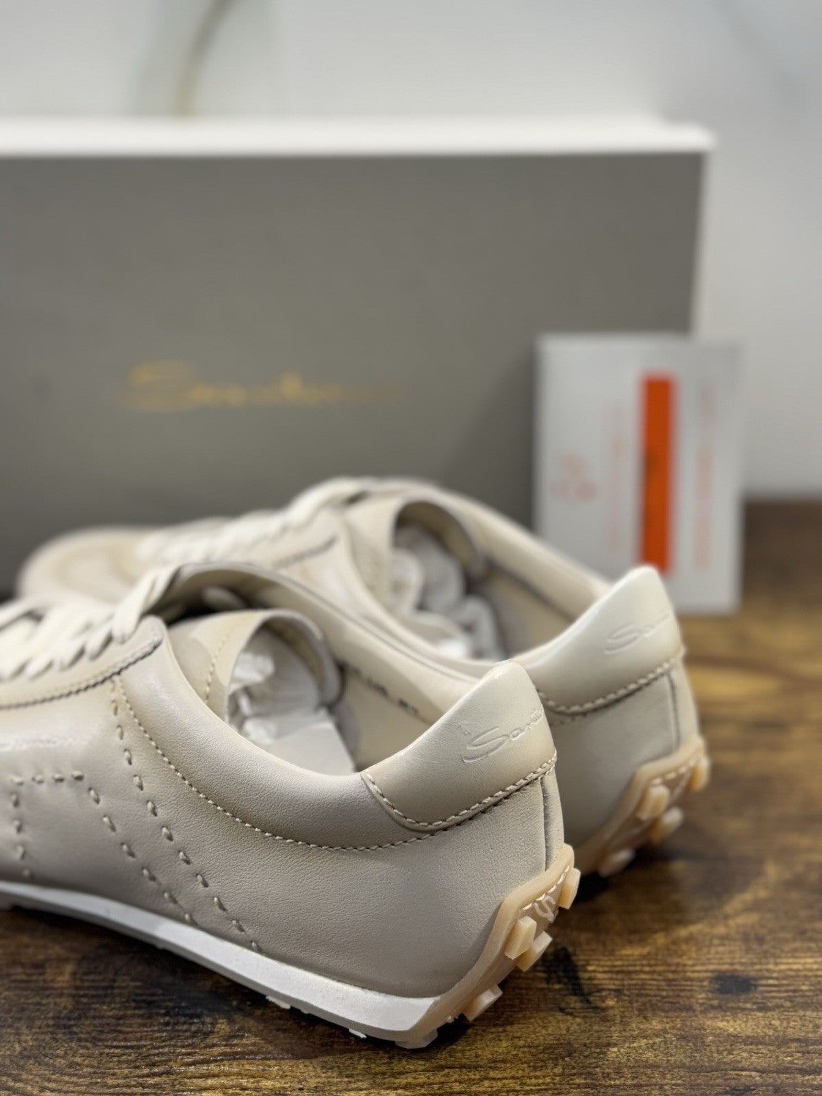 Santoni Sneaker Pelle  Beige  Icon Luxury Men Santoni Shoes Icon Uomo 41.5