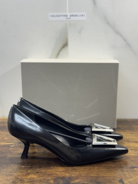 Sergio Levantesi Décolleté Pelle Nero  Luxury Made In Italy Donna 40