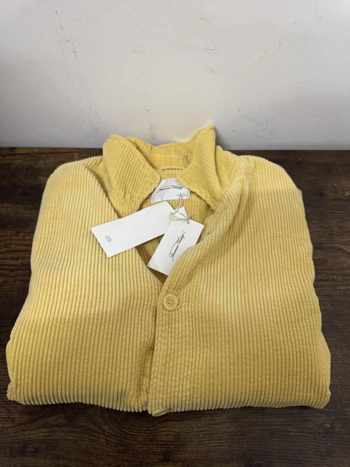 American Vintage Giacca Casual Cotone Velluto Giallo Casual Uomo L XL 