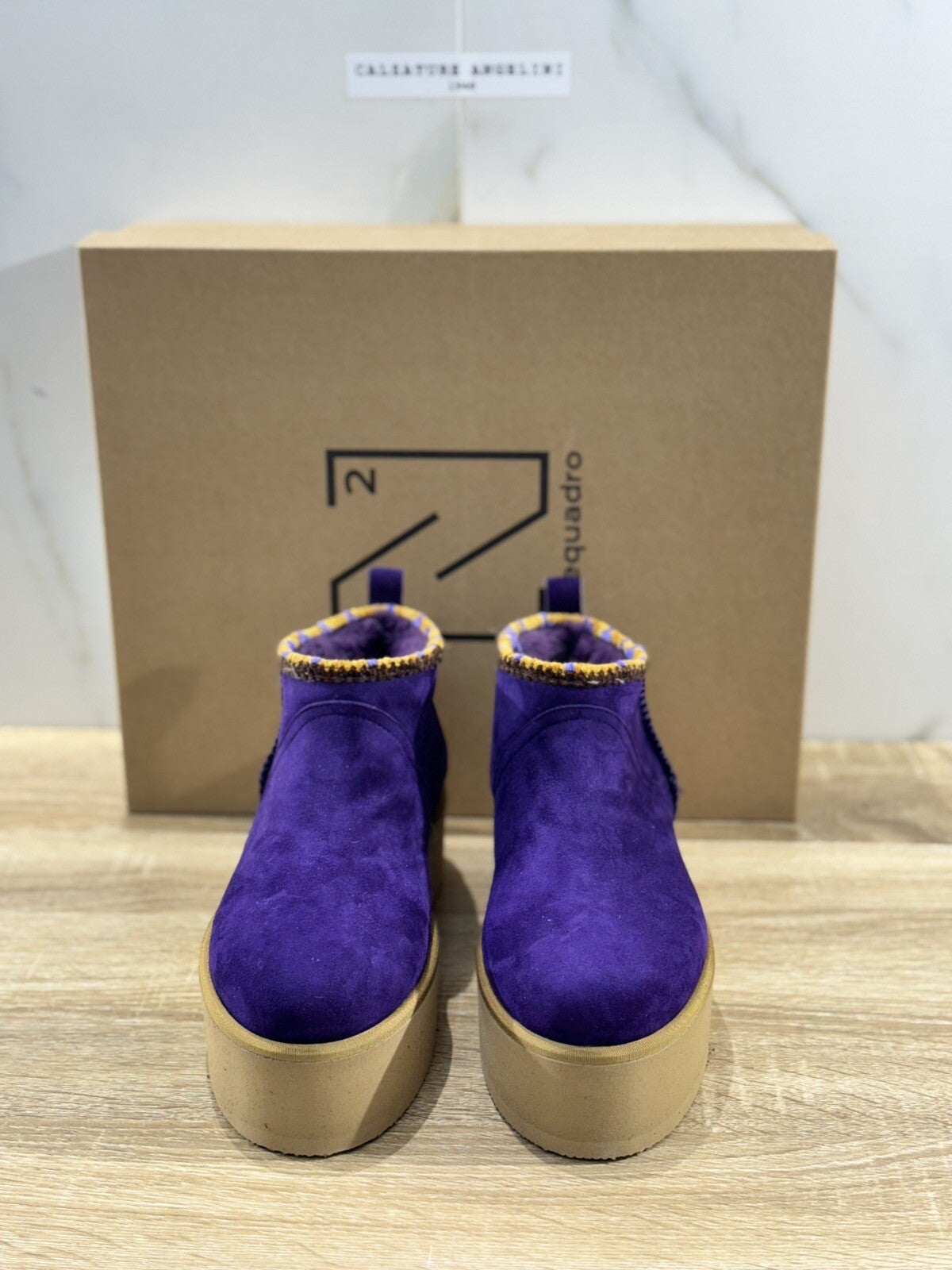 Ennequadro  Donna Platform Boot  Suede Viola   Fur Extralight Winter Boot 41