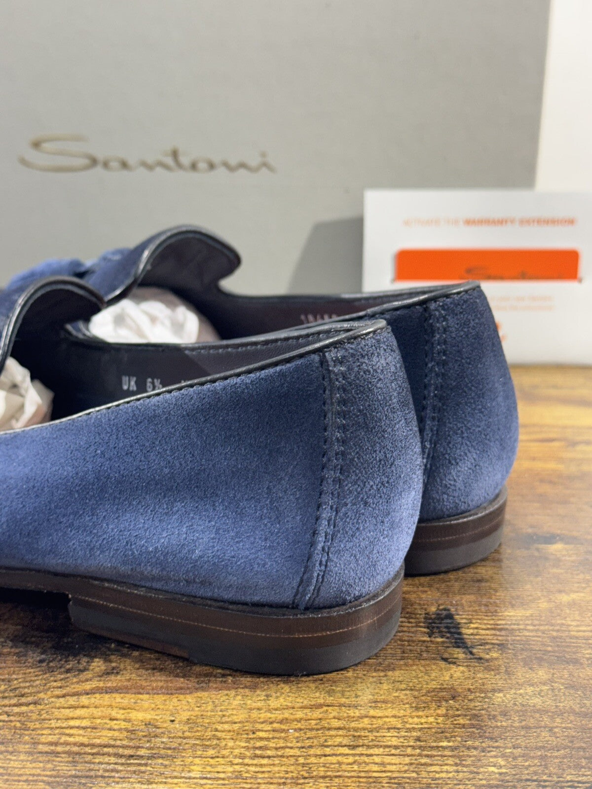 Santoni Scarpa Uomo Mocassino   Pelle  SuedeBlu Luxury Men Santoni Goodyear 6.5