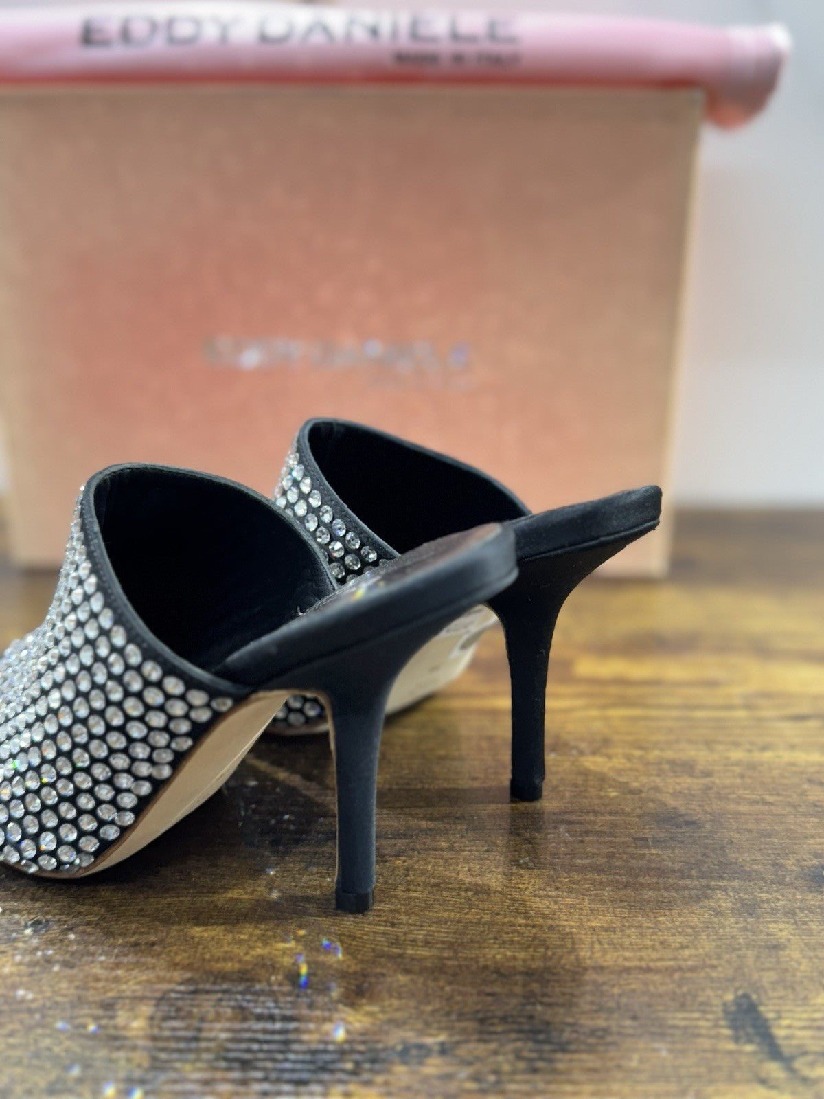 Eddy Daniele Sandalo Nero Real Swarovski Con Tacco Donna 36