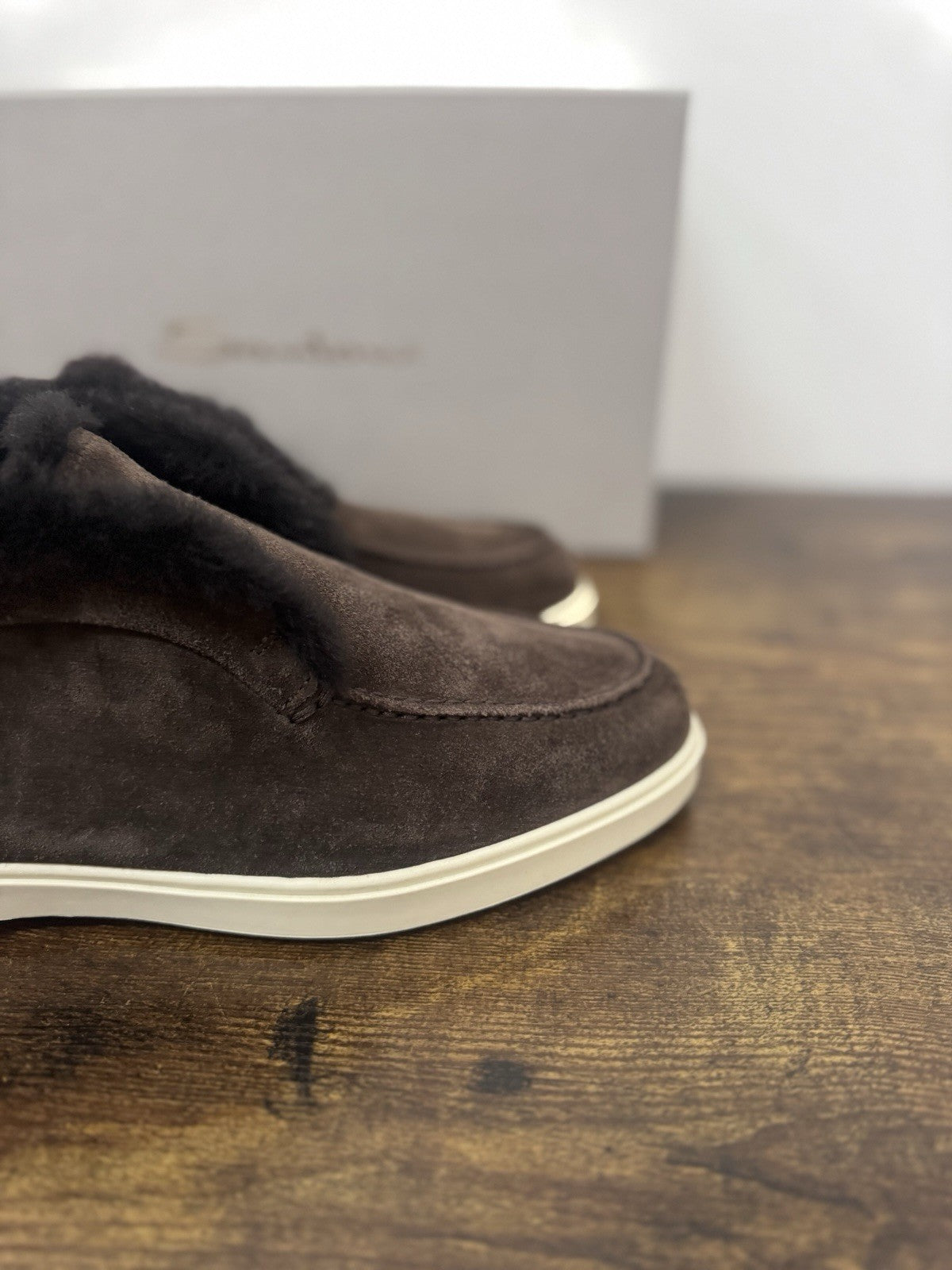 Santoni Open Walk Suede Marrone Pelliccia Casual Boot Donna 38