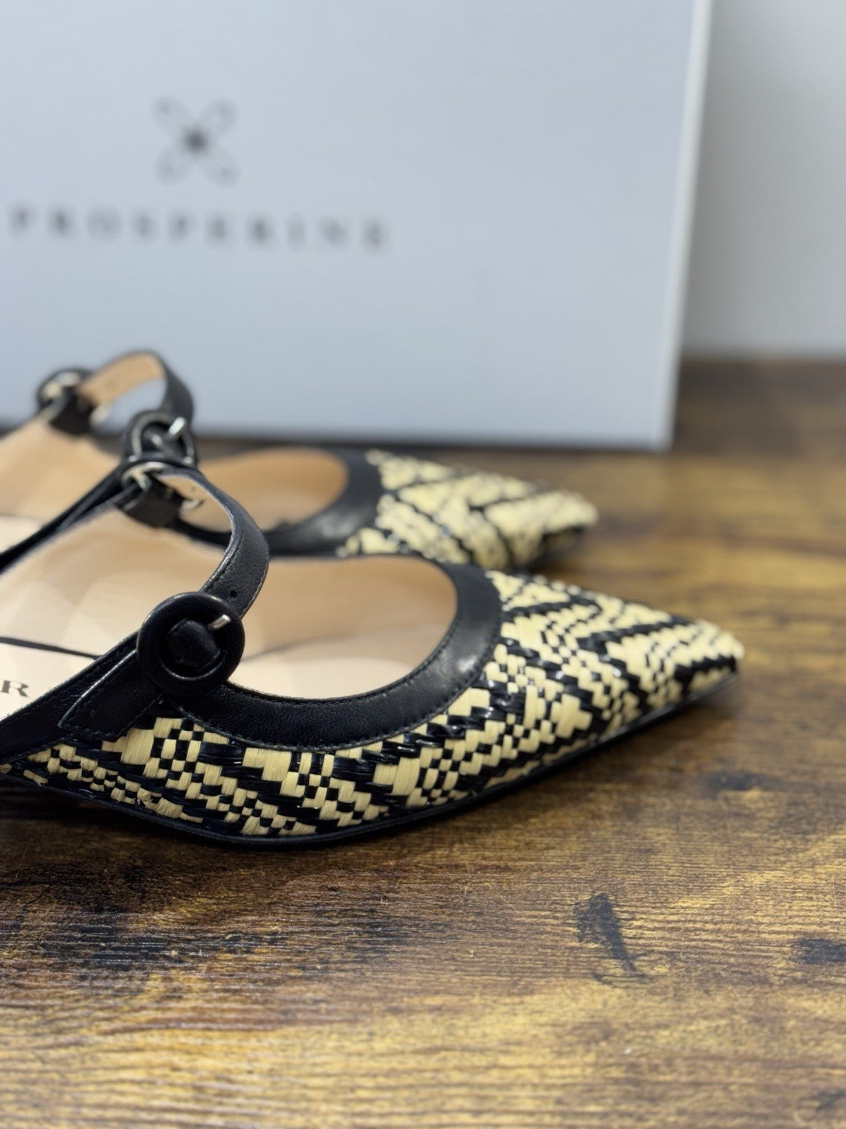 Prosperine Mules Pelle Nero Beige Con Tacco Causal Sabot Donna 38.5