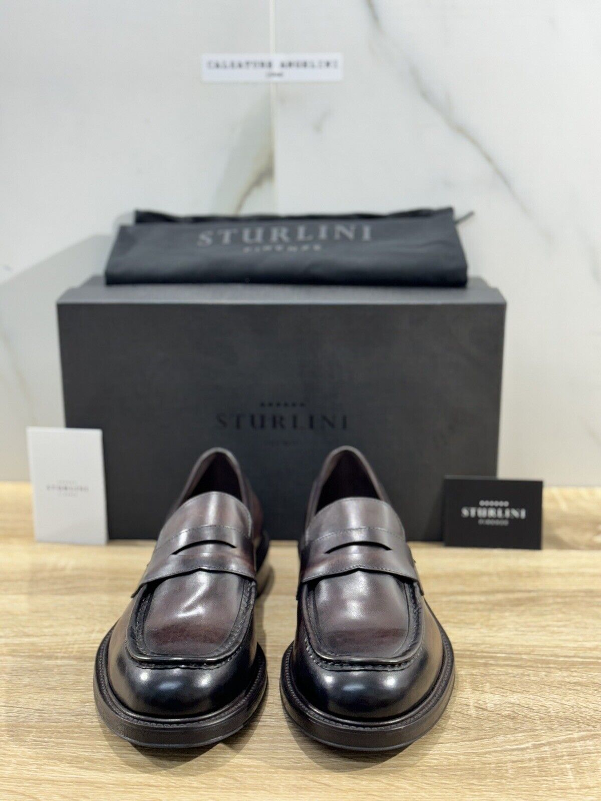 Sturlini Firenze Mocassino  Uomo Pelle Marrone Luxury Craftmanship Men 42.5