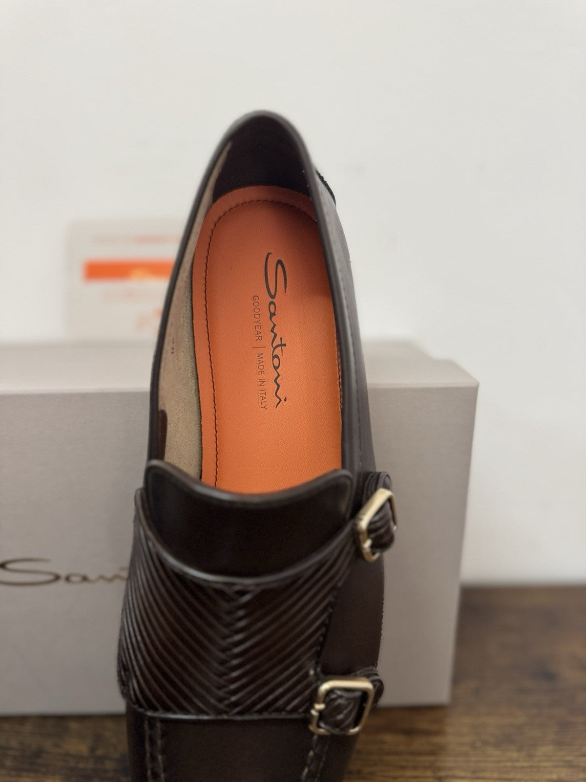 Santoni Double Buckle Goodyear Pelle Marrone  Luxury Scarpa Santoni Uomo 43