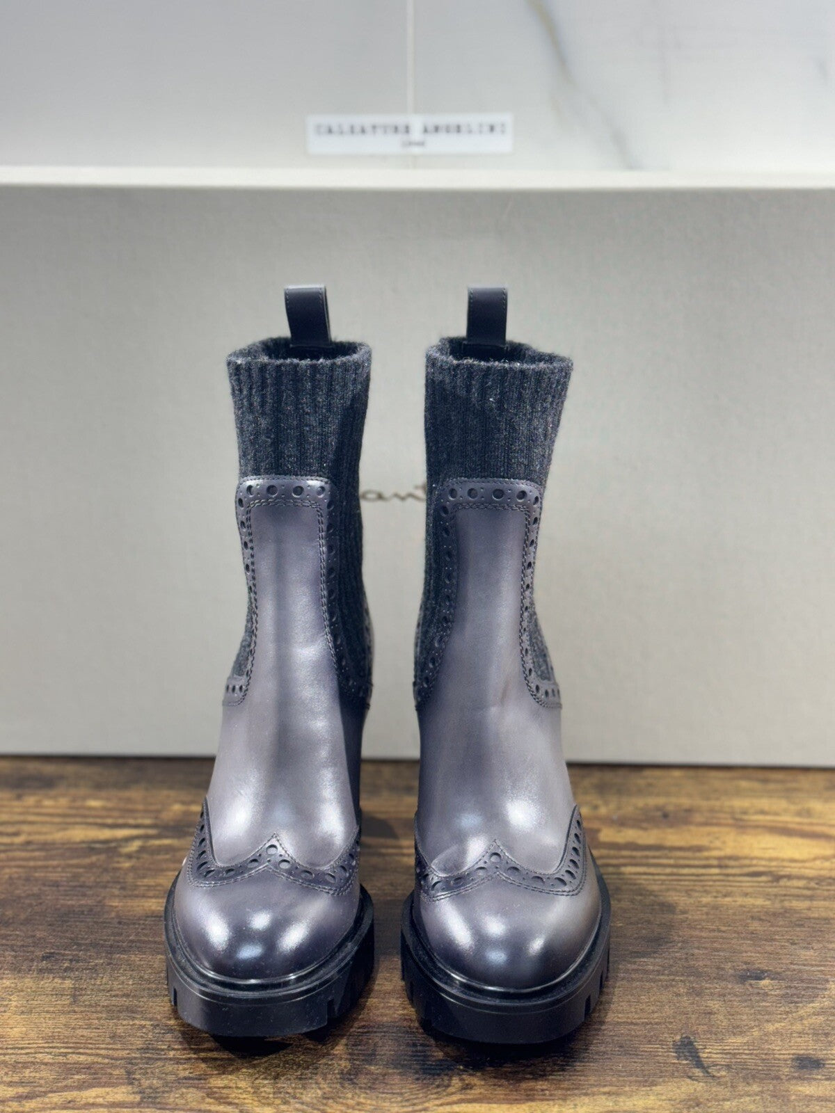 Santoni Tronchetto  Donna Pelle Grey   Casual Luxury Boot Woman Santoni 35.5