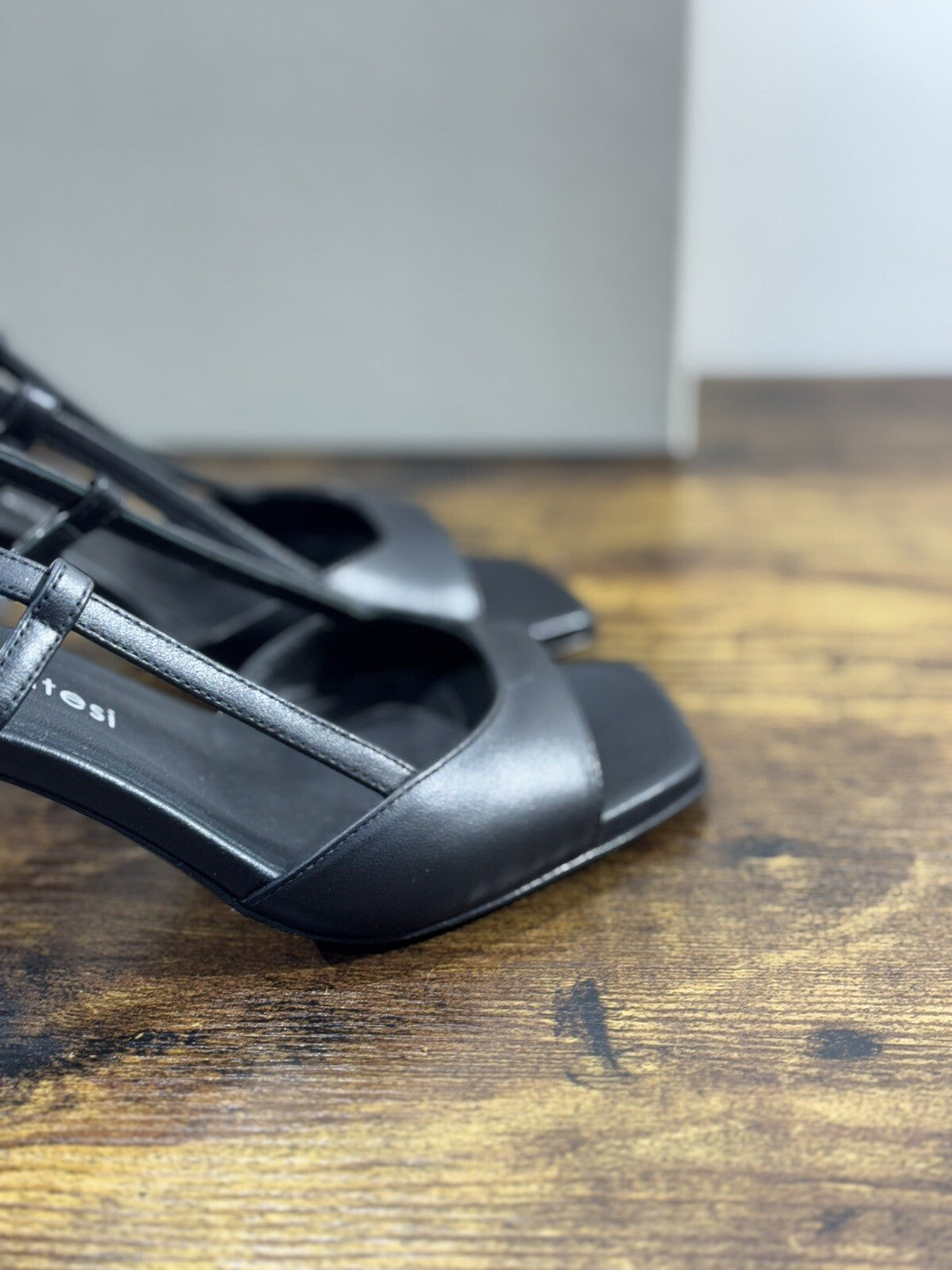 Sergio Levantesi Sandalo Pelle Nera  Ilenia          Luxury Woman Sandal 36.5