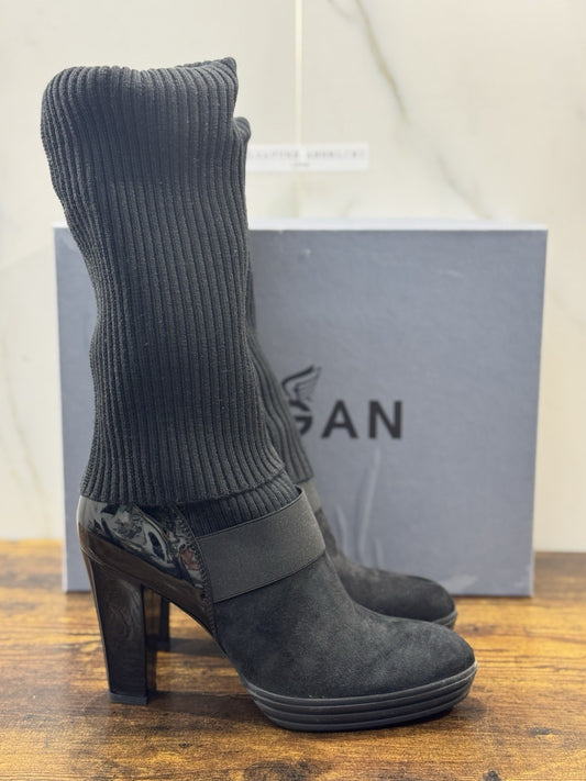 Hogan Interactive Stivaletto  Suede Nero  Con Tacco Casual Hogan Donna 37.5
