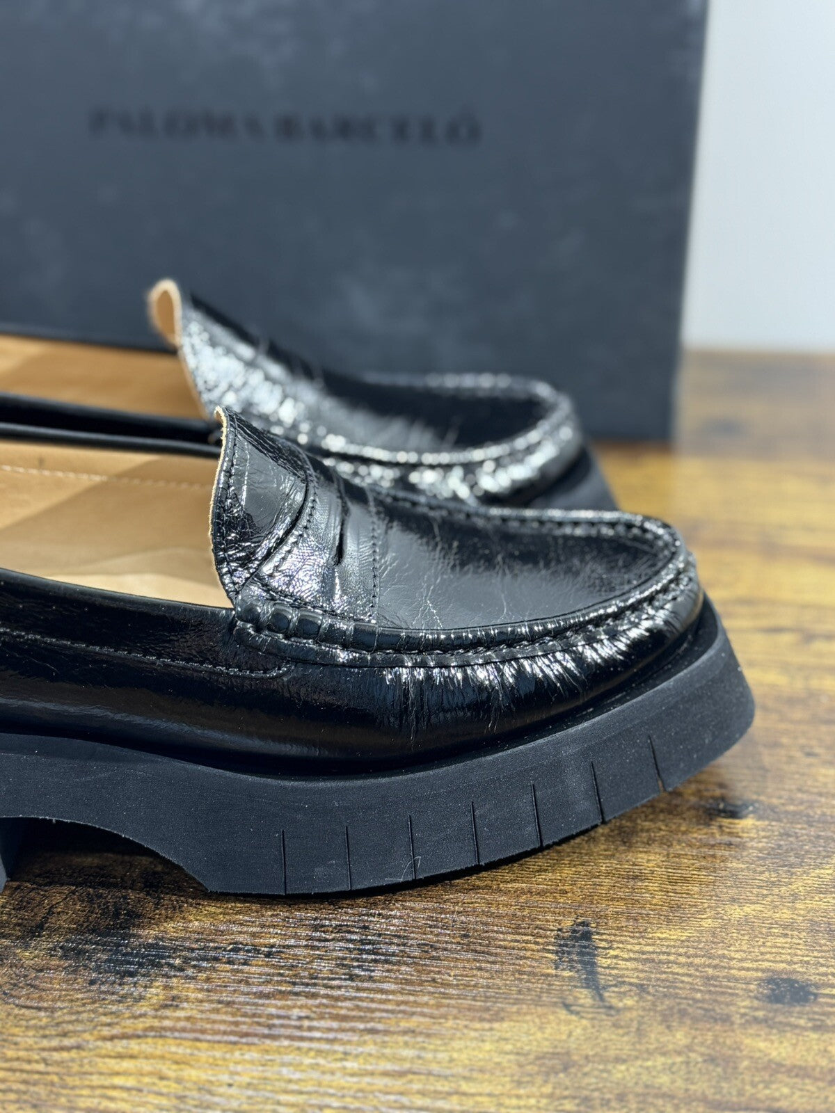 Paloma Barcelo’ Mocassino Donna Feather   Pelle Nera    Casual Loafer 37