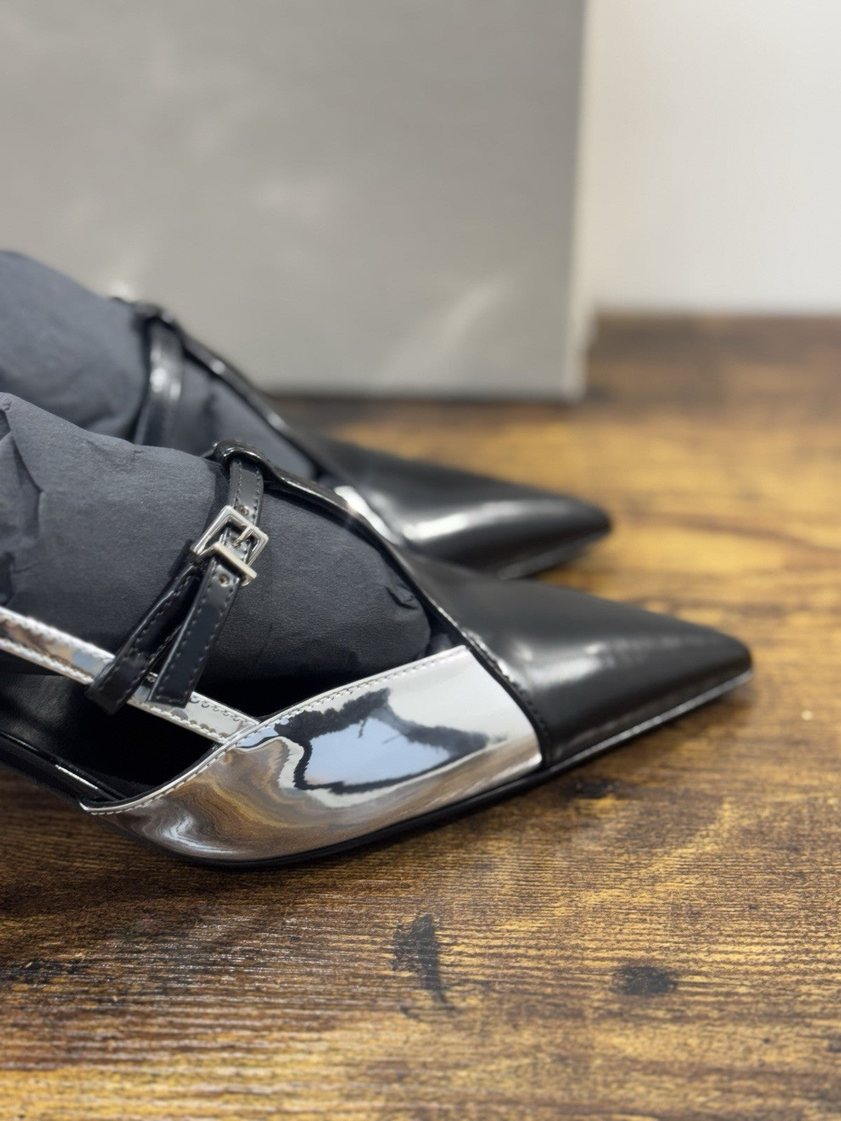 Sergio Levantesi Décolleté Pelle Nero Argento Luxury Made In Italy Donna 41