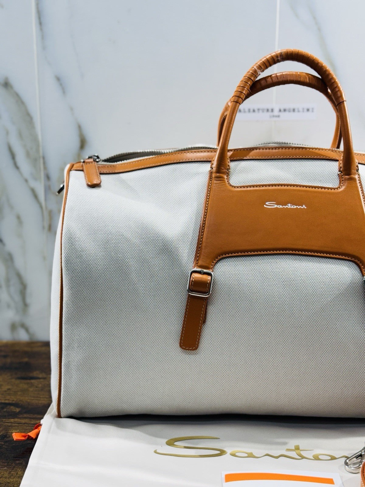 Borsone  Weekend Viaggio Santoni  Travel Bag Santoni Men Business Arancio