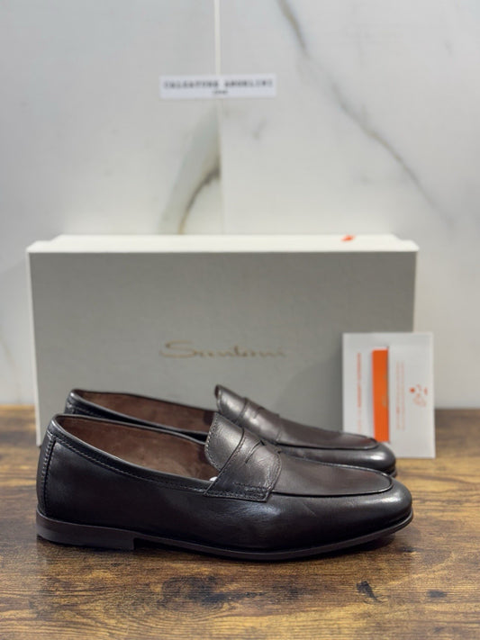 Santoni Mocassino Goodyear Flex Pelle Marrone Luxury Santoni Scarpa Uomo 41