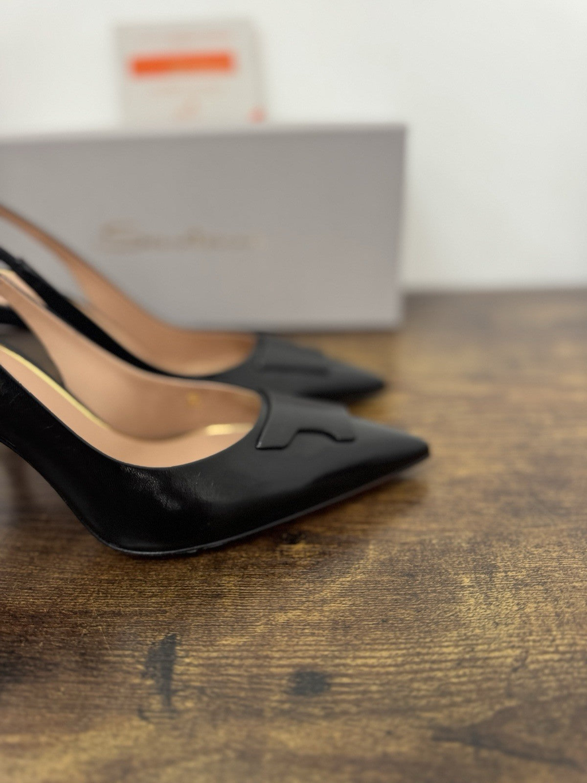 Santoni Sandalo  Sling Back Pelle Nera  Luxury Santoni Woman Shoes 37