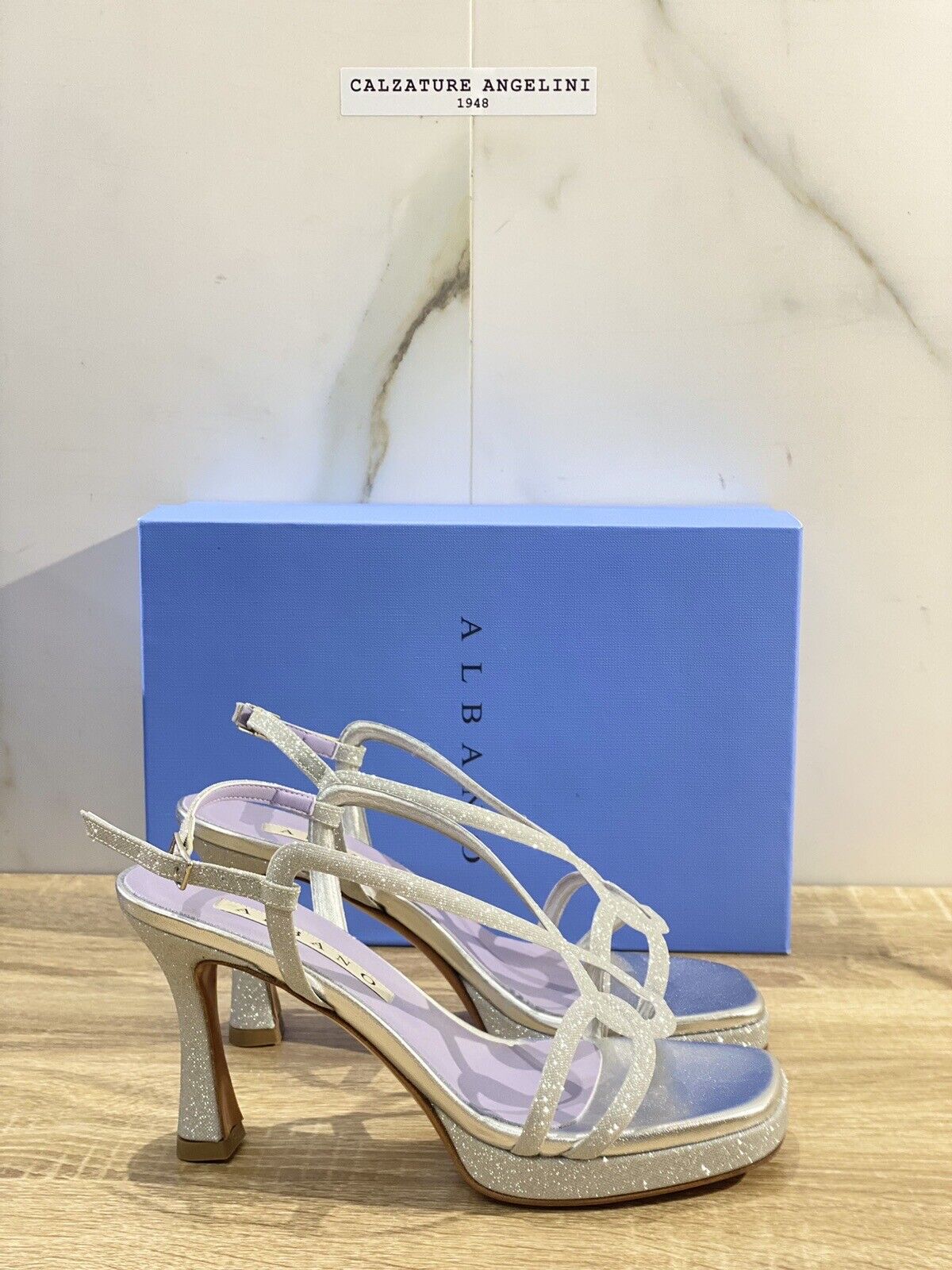 Albano Sandalo Donna Argento Con Tacco Luxury Sandal 39