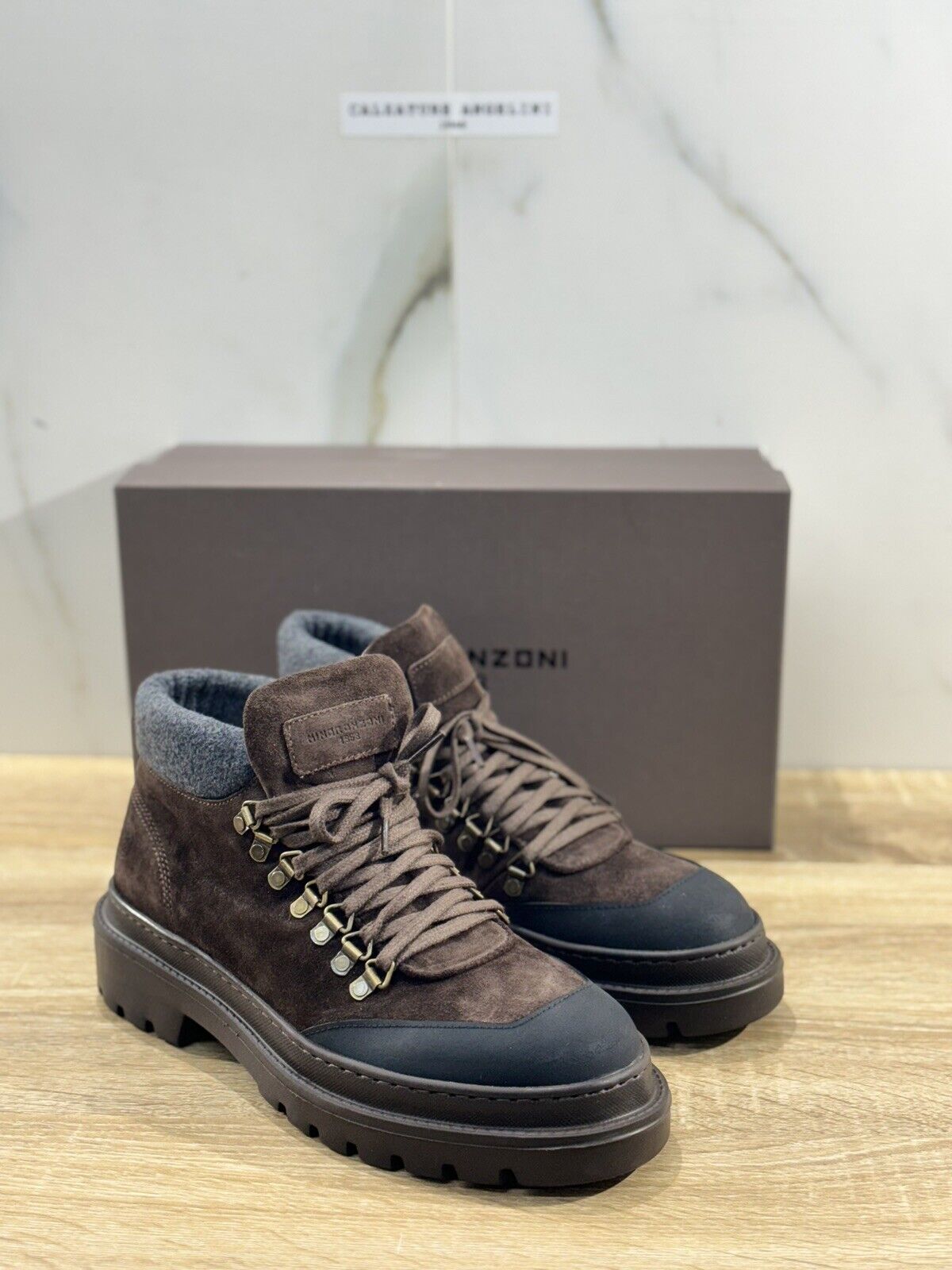 Minoronzoni 1953 Pedula Uomo Suede Testa Moro Extra Light Luxury Mountain 44