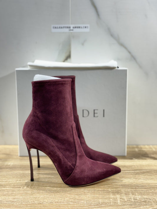 Casadei Blade  Stivaletto Suede Vinaccia  Luxury Casadei Woman Shoes 36