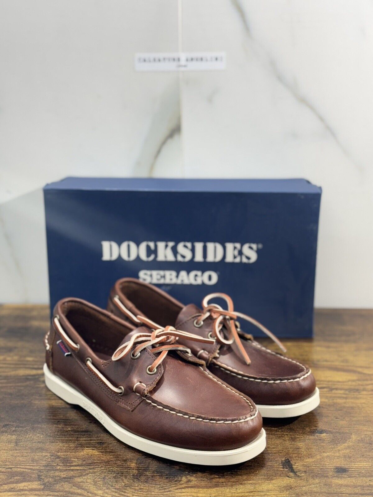 Sebago Docksides Portland Brown Waxed  Scarpa Da Barca Uomo Sebago 42