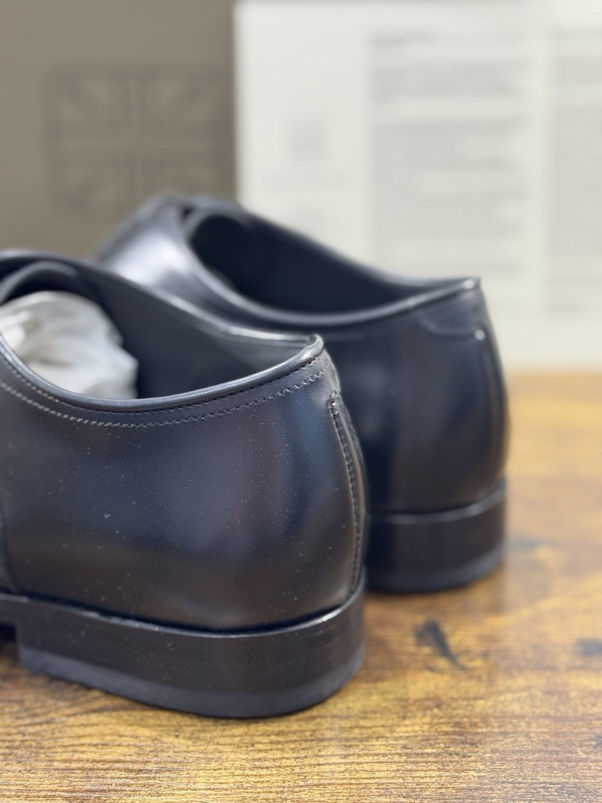 Pantanetti Stringata Oxford  Pelle Nera  Fondo Cuoio Handmade In Italy Uomo 44