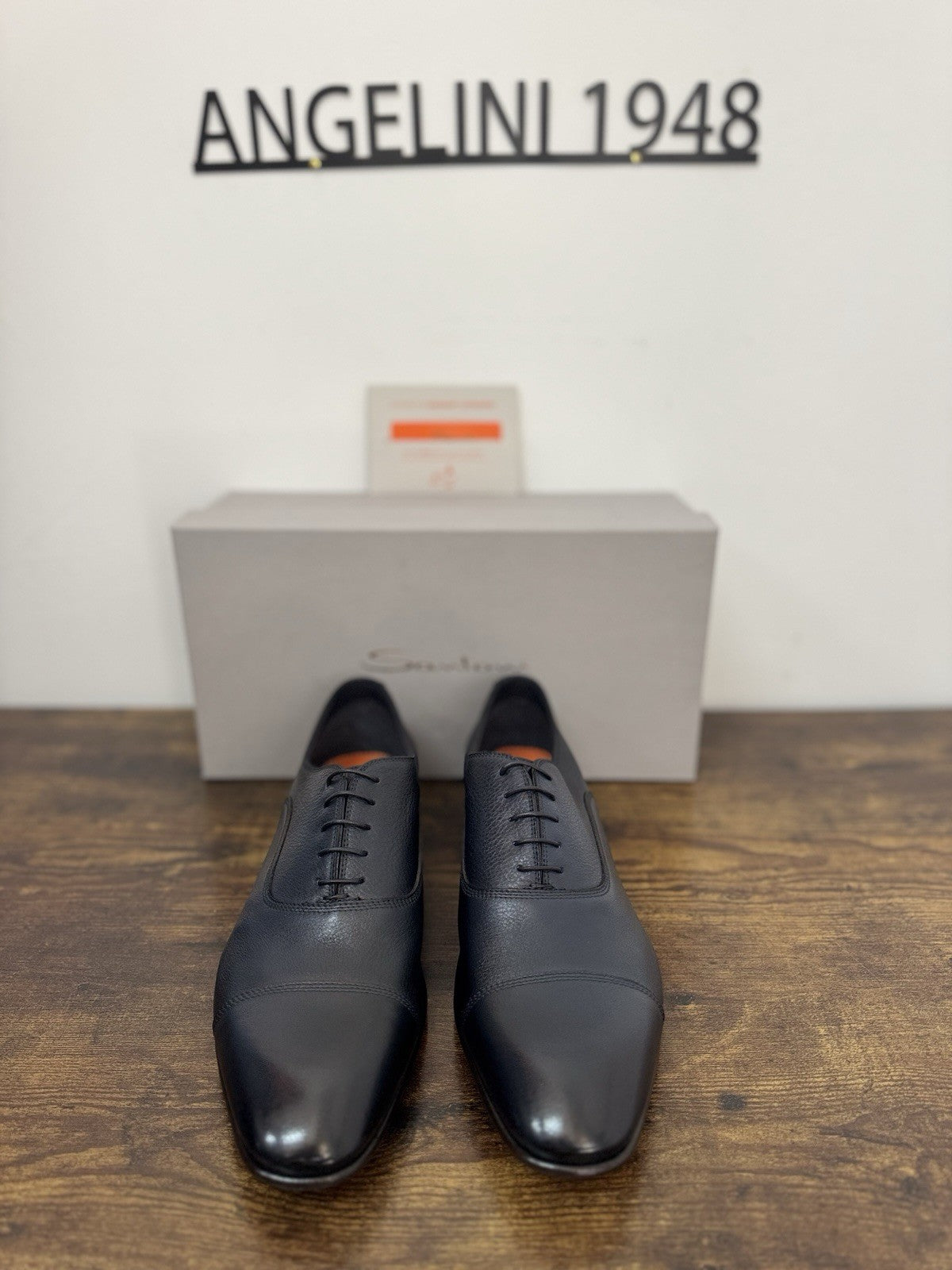 Santoni Stringata In Pelle Di Cervo  Blu Goodyear Luxury Scarpa Santoni Uomo 44