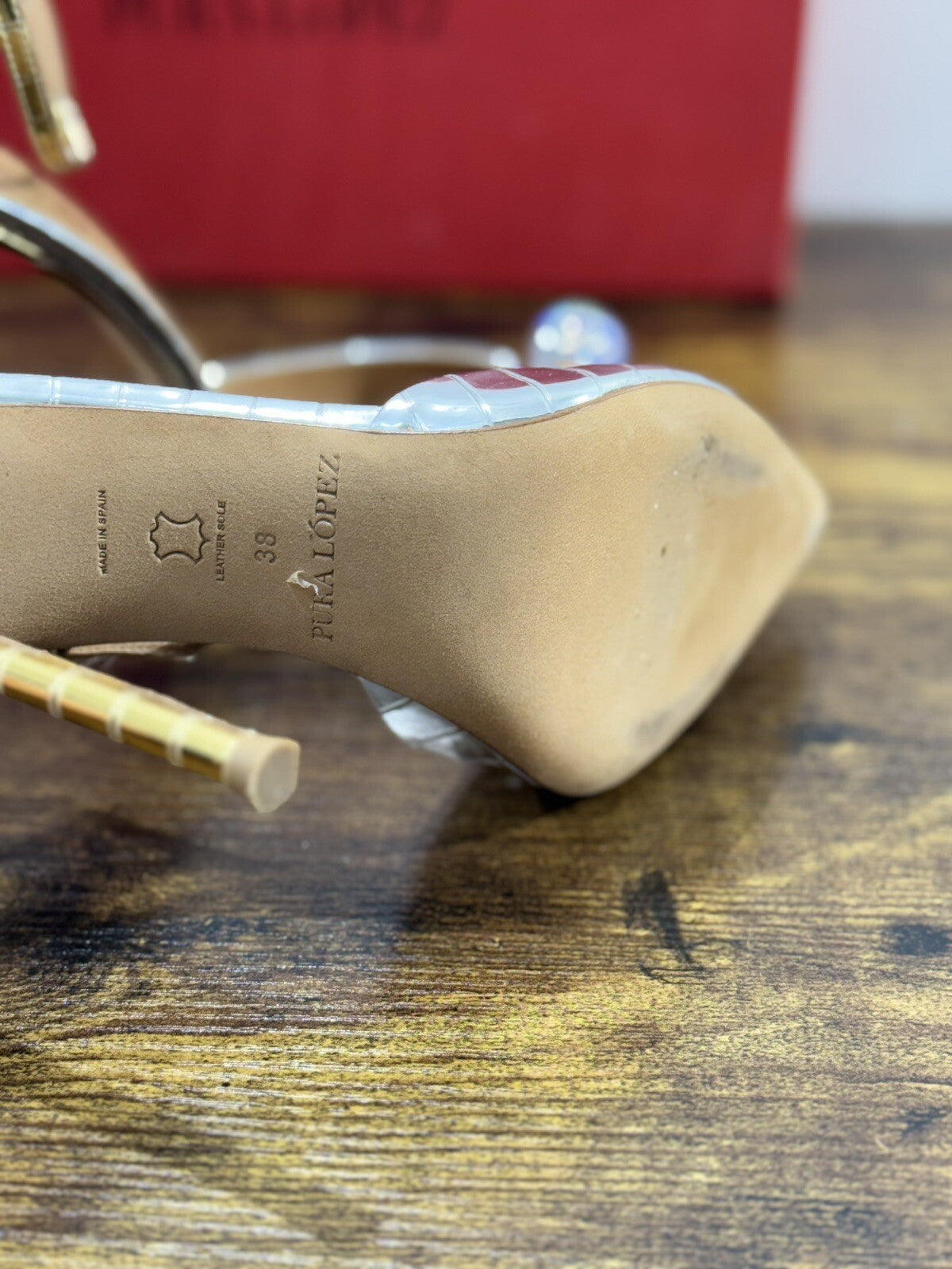 Pura Lopez Sandalo Donna Pelle Silver Gold Casual Sandal 38