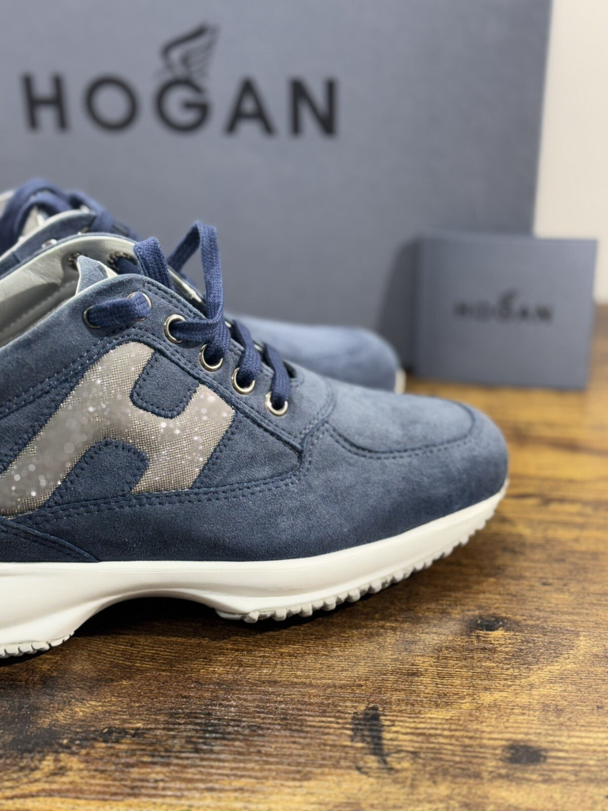 Hogan Interactive Donna Sneaker  H Spezzata Suede Blu Luxury Hogan 35