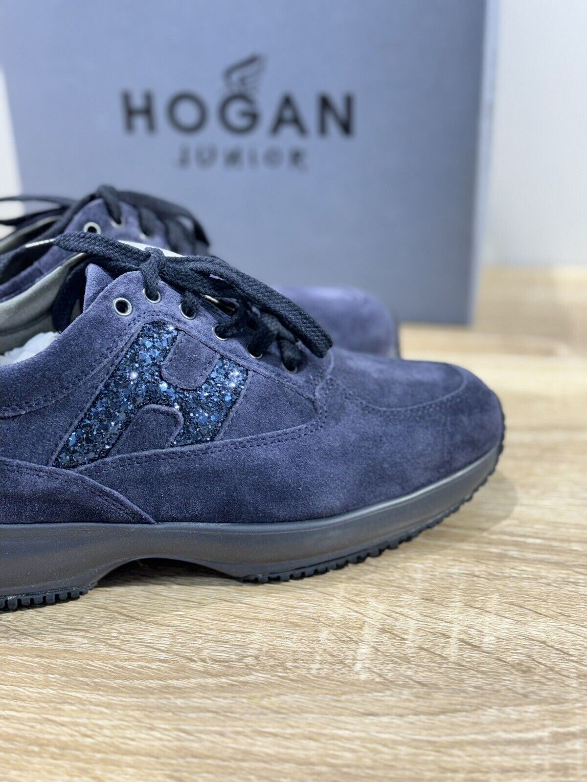 Hogan Junior Interactive Bambina Suede Blu   Strass Casual Baby Hogan 30