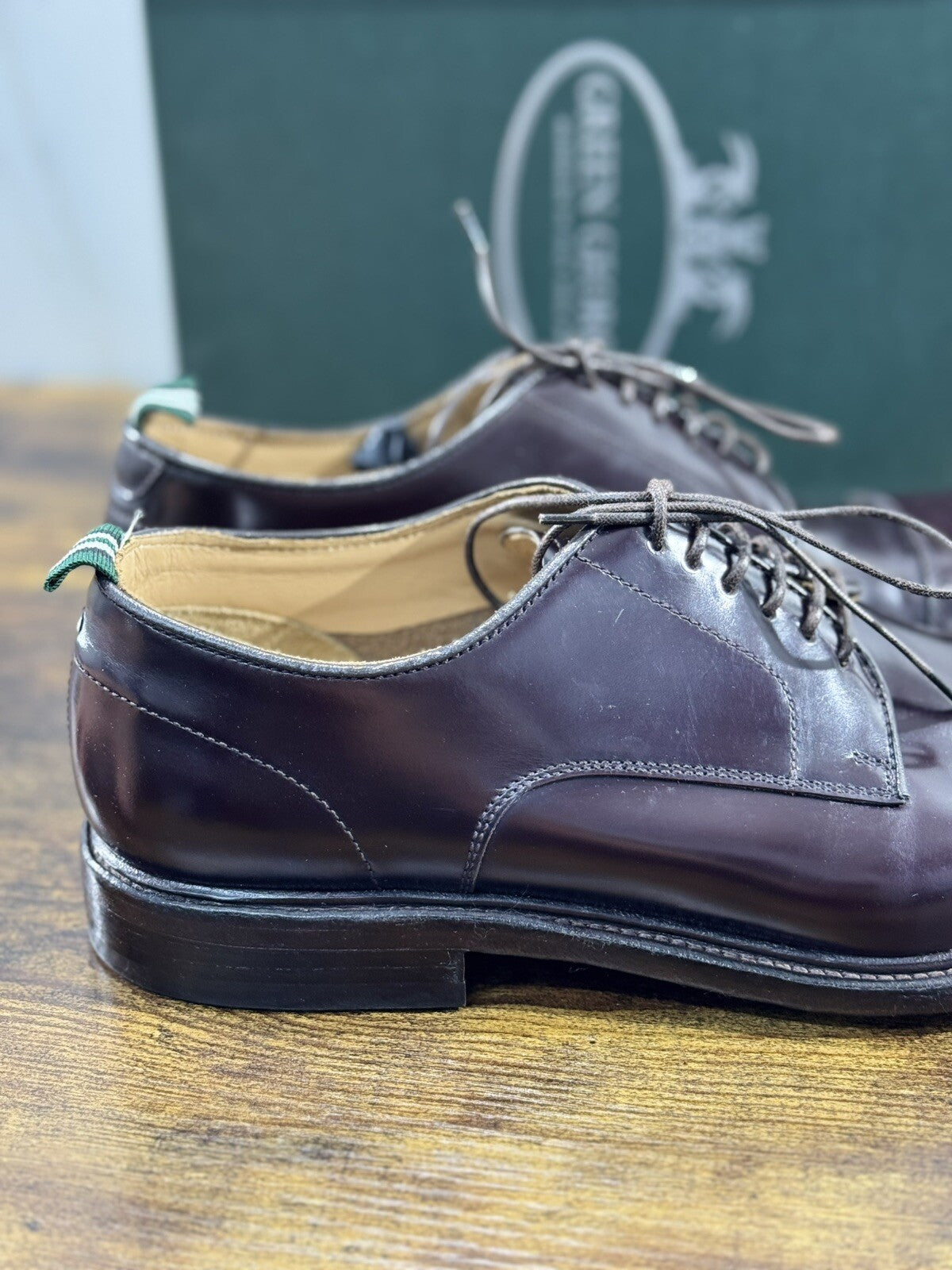 Green George derby Marrone  in pelle polished luxury men  Doppio Cuoio 40.5