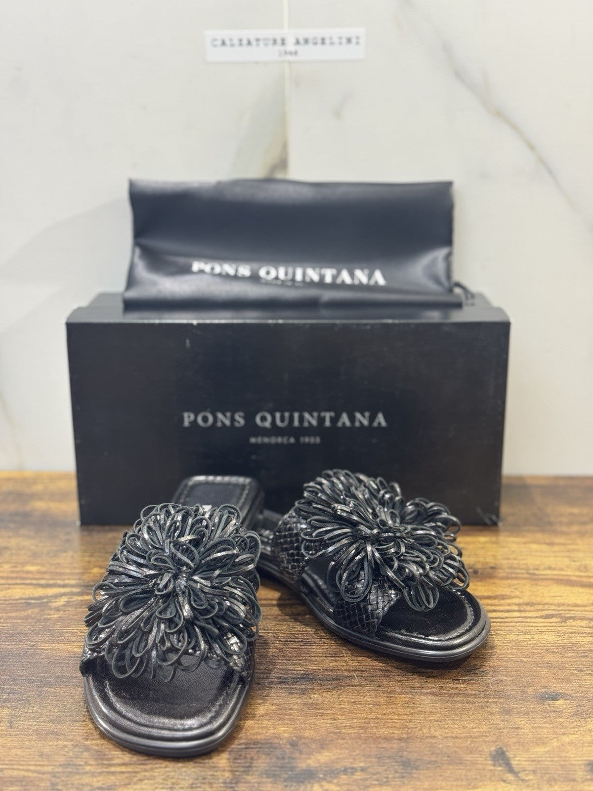 Pons Quintana Sandalo  Ciabatta Tina    Donna   Pelle Nero Handmade  38