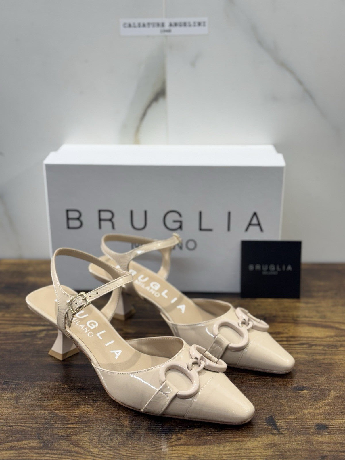 Bruglia Milano Slingback Beige Con Tacco Top Quality Scarpe Donna 41