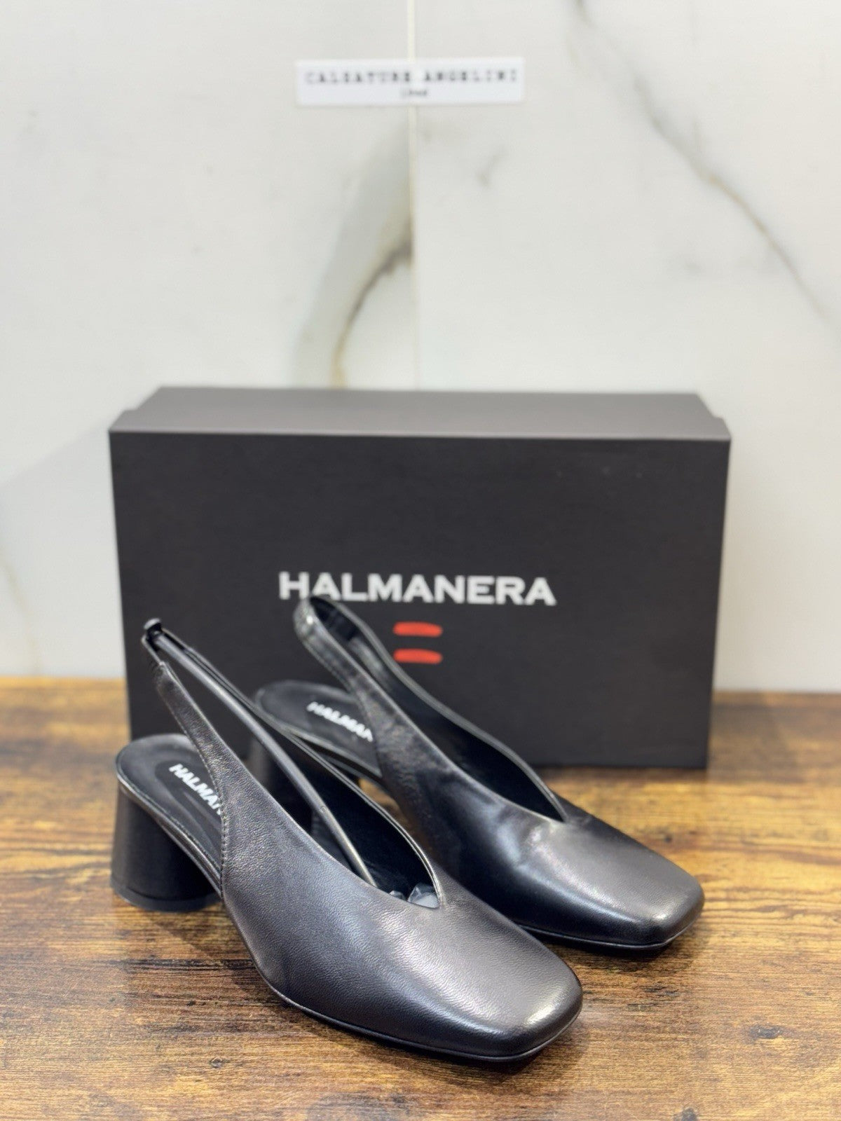 Halmanera Sling Back Pelle Nera Con Tacco Causal Halmanera Donna 41