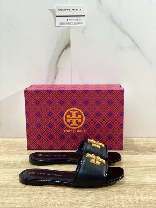 Tory Burch Eleanor Slide   donna pelle Nera Logo luxury woman sandal 36.5