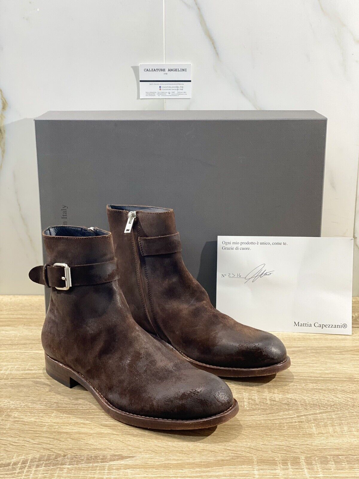 Mattia Capezzani Beatle Uomo 1930  In Crosta  Caffè  Luxury Handmade Boot 44