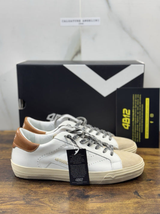 4B12 Sneaker Suprime  Pelle Bianco Beige  Casual Uomo 42