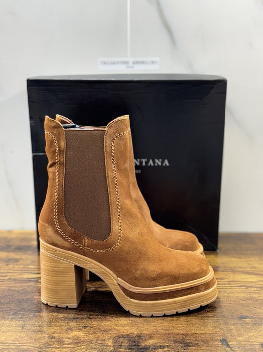 Pons Quintana Stivaletto Donna Suede Cuoio        Con Tacco Luxury Boot 37