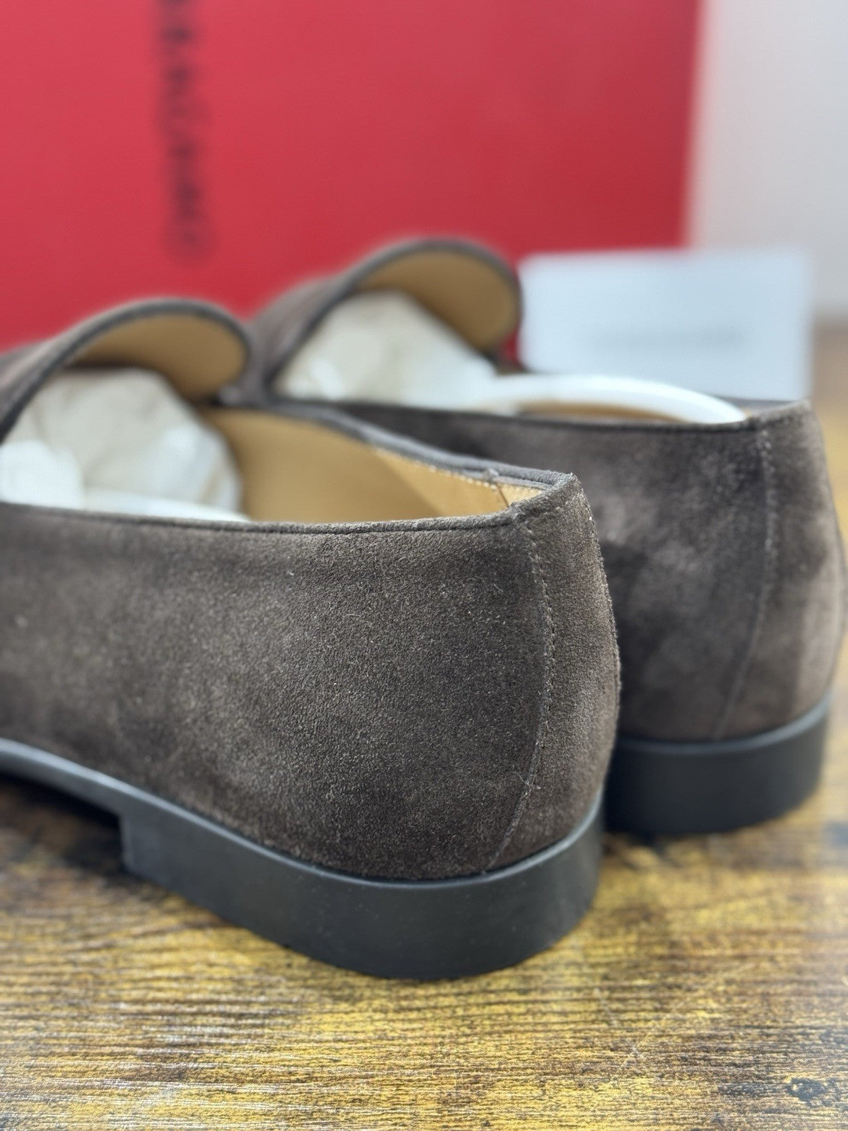 Salvatore Ferragamo Mocassino Desio Suede Marrone Luxury Ferragamo Uomo 41.5