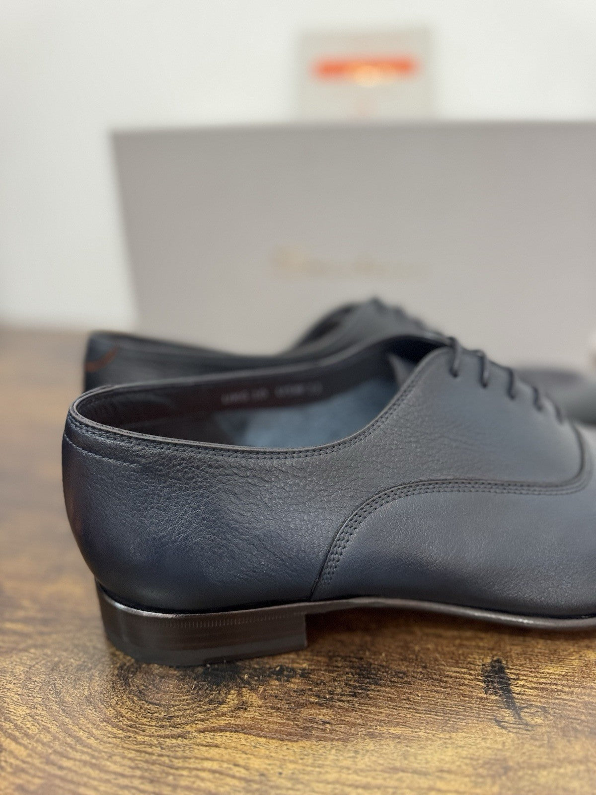 Santoni Stringata In Pelle Di Cervo  Blu Goodyear Luxury Scarpa Santoni Uomo 44