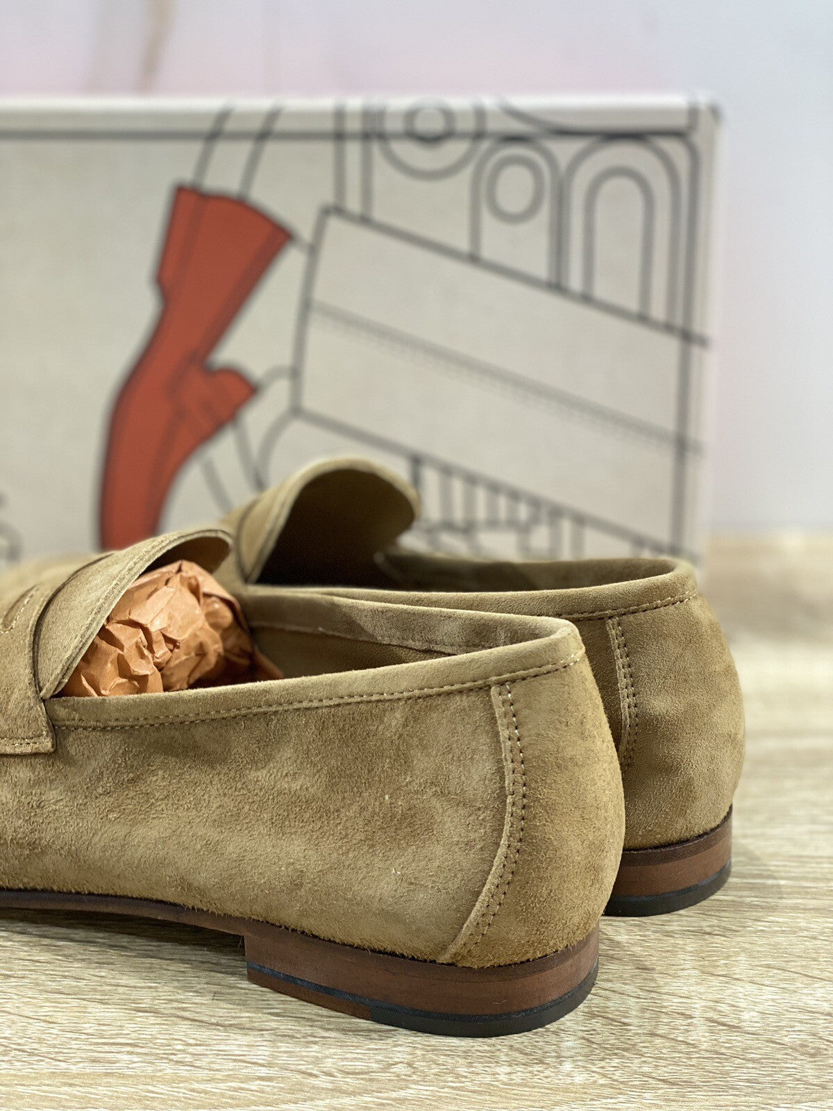 Il Mocassino Scarpa Uomo Modello Tasca In Suede Cuoio Luxury Men Shoes 41