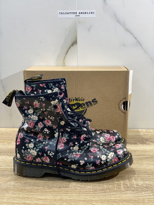 Dr Martens 1460 pelle nero floral scarpa Donna original boot dr martens 36