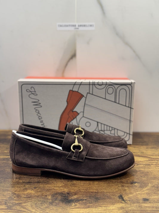 Il Mocassino Tasca Scarpa Suede Marrone 100% Fatta In Italia Mocassino Uomo 43