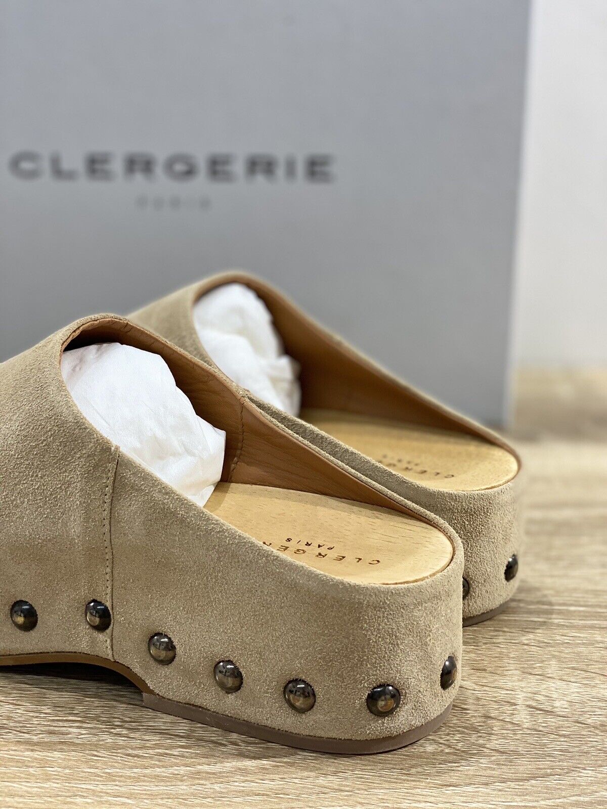 Clergerie Zoccolo Max Donna In Suede Beige Luxury Clogs Clergerie 36