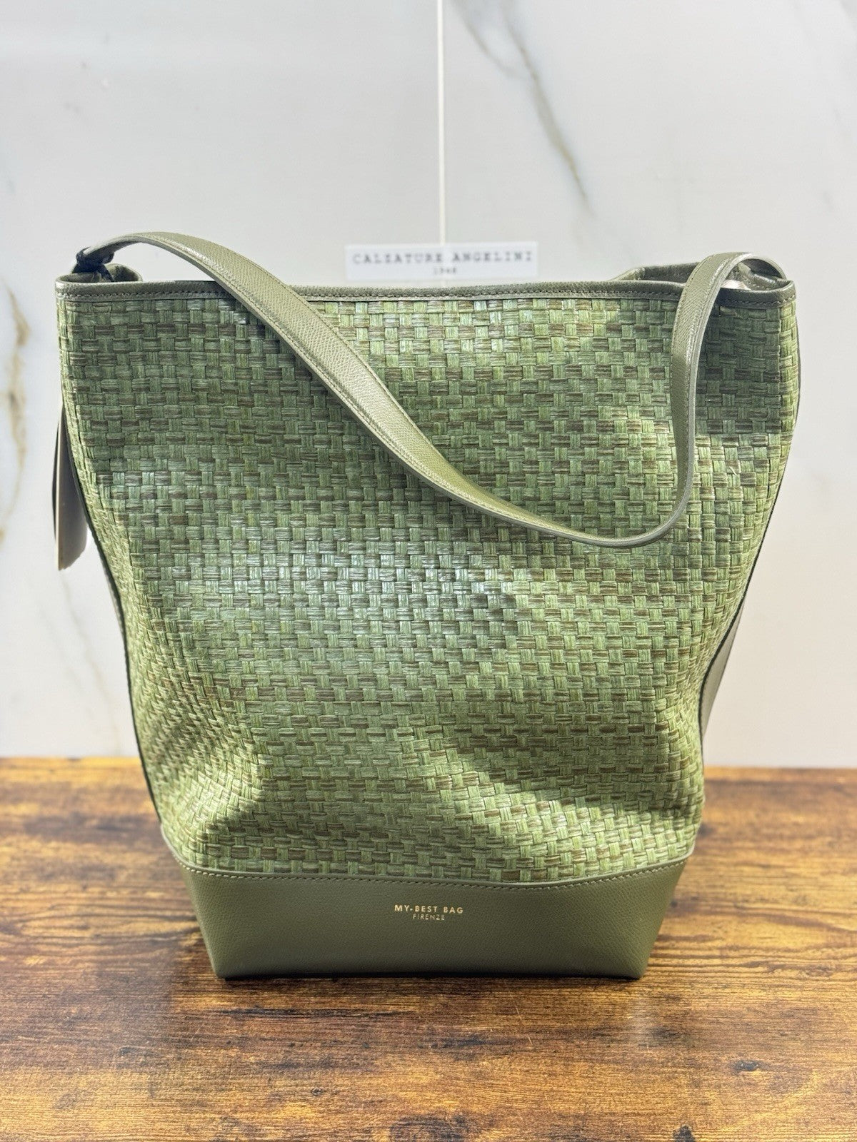My Best Bag Firenze Borsa Verde Militare Secchiello Causal Pelle Donna
