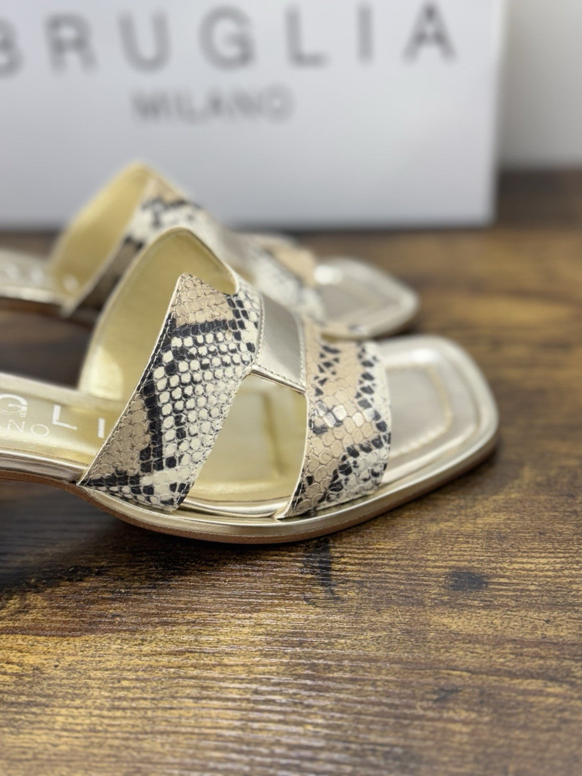 Bruglia Milano Sandalo Donna Oro  Pelle  Top Quality Scarpe Donna 41