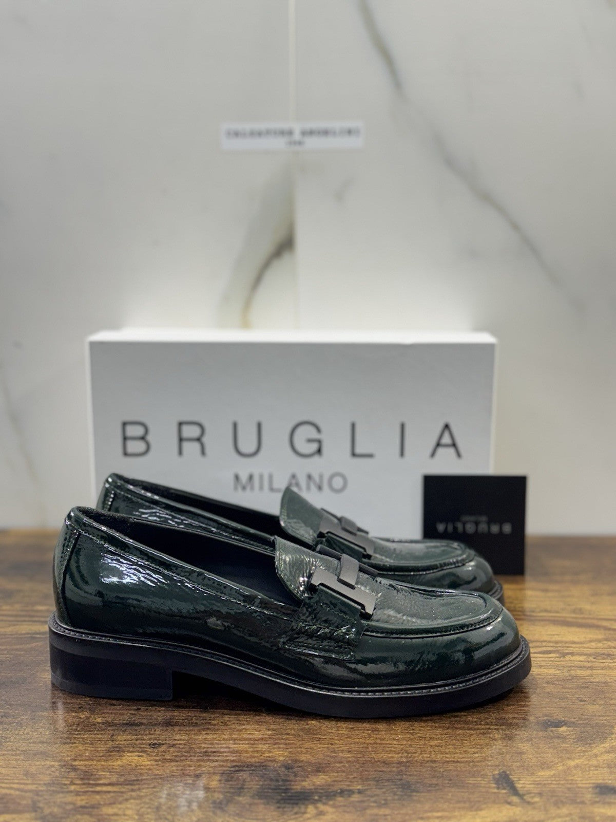 Bruglia Milano Mocassino Verdone   Pelle  Top Quality Scarpe Donna 38