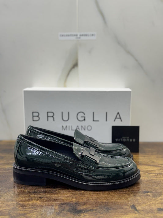 Bruglia Milano Mocassino Verdone   Pelle  Top Quality Scarpe Donna 38