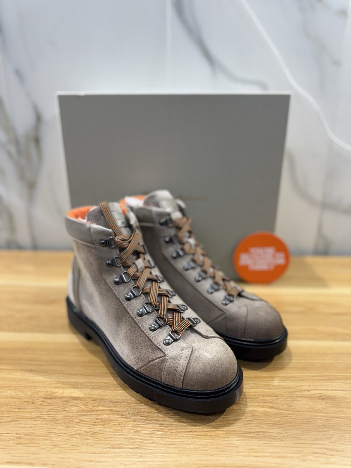 Santoni Stivaletto Da Montagna Suede Beige Mountain Boot Santoni Uomo 42