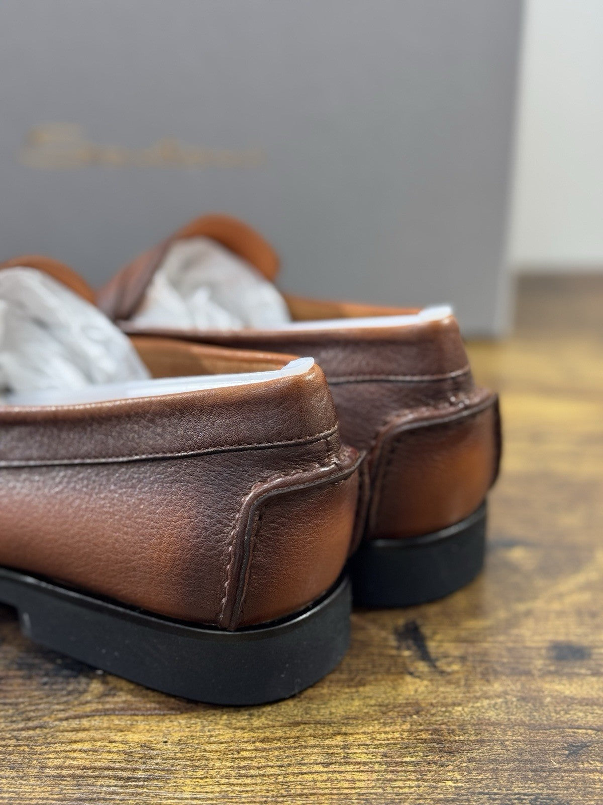 Santoni Mocassino  Flex Pelle Marrone Luxury Santoni Scarpa Uomo 45