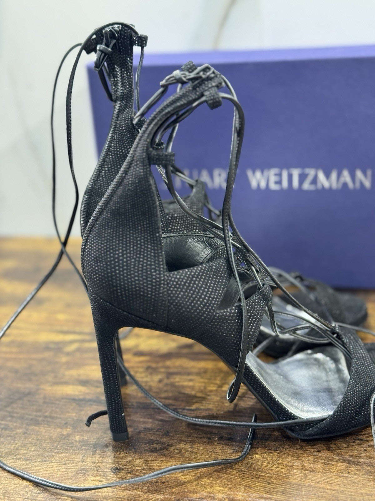 stuart weitzman Sandalo Donna Legwrap  Pelle Nero  Luxury Woman  Donna 40
