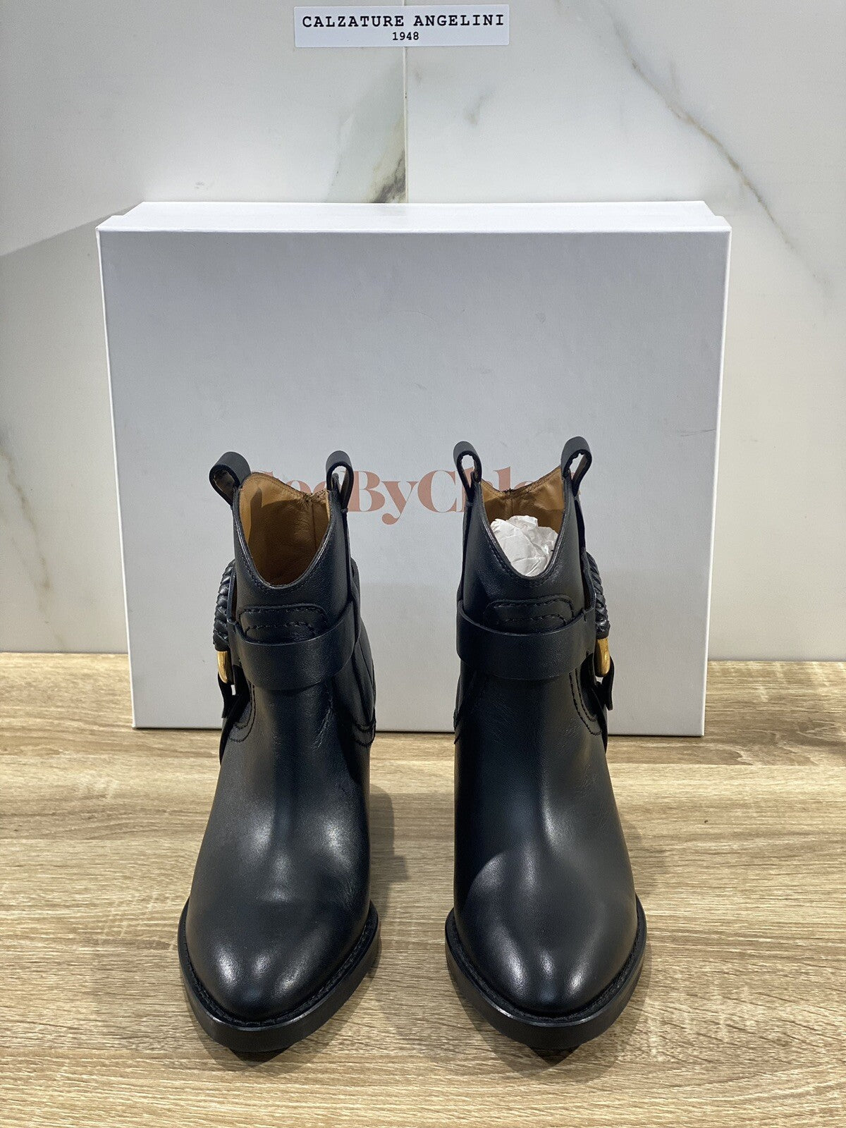See By Chloe’ Texano Hanna cowboy pelle Nera luxury boot woman 37 