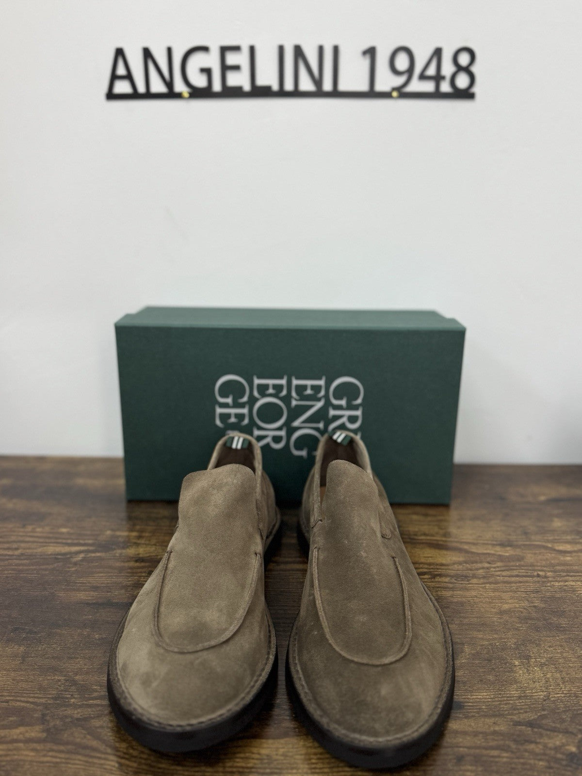 Green George Mocassino Summer Walk  Suede Tortora  Handmade In Italy Uomo 45